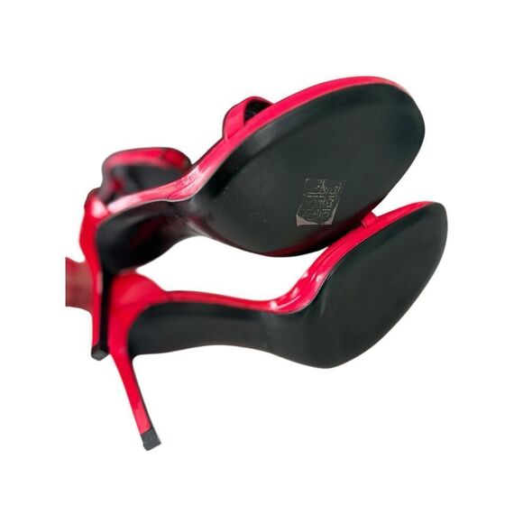NWT Saint Laurent Patent Leather Peep Toe Strappy Heels Hot Pink Women's Size 36 - Picture 6 of 9